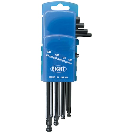 Eight Tool BALL END HEX KEY L-HANDLE SET, 13PC .05-3/8INCH BLK 016-13ZD